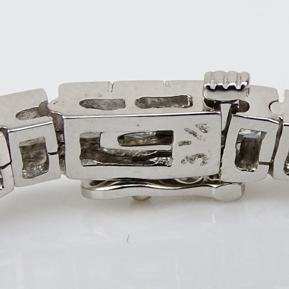 Approx. 10.50 Carat Princess Cut Diamond and 14 Karat White Gold Line Bracelet