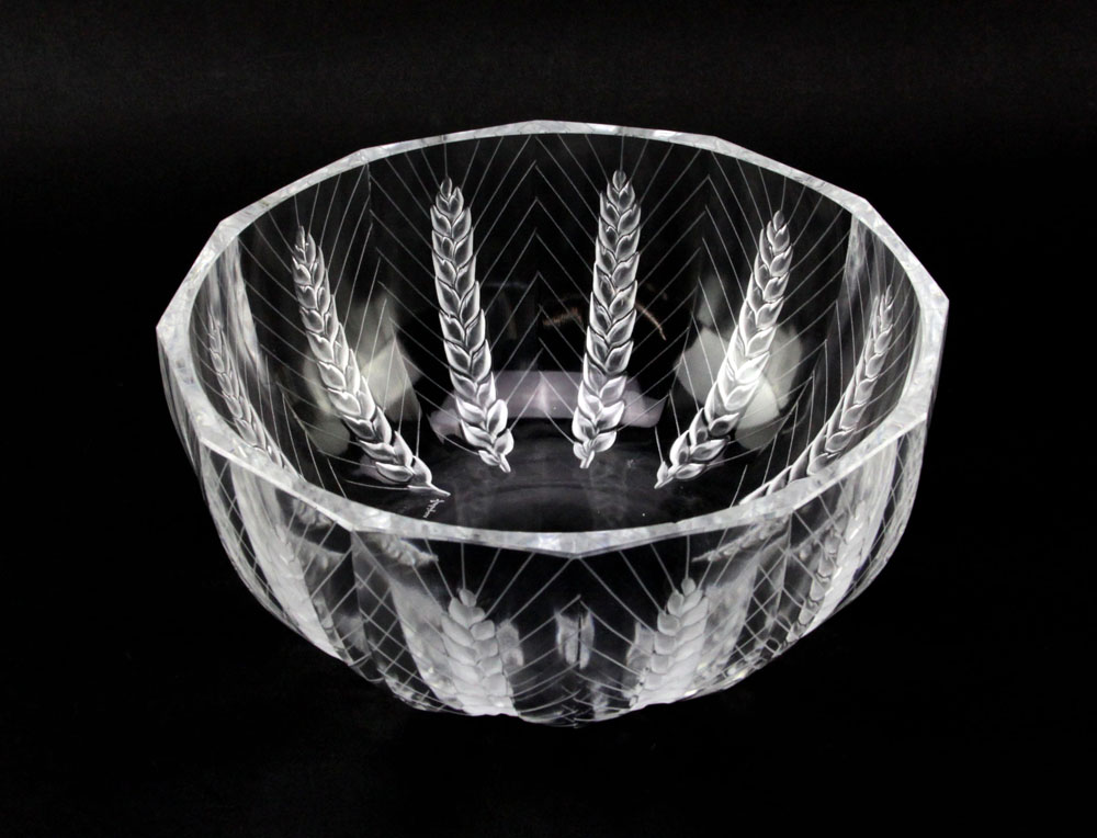 Lalique France "Ceres" Etched Crystal Bowl. 