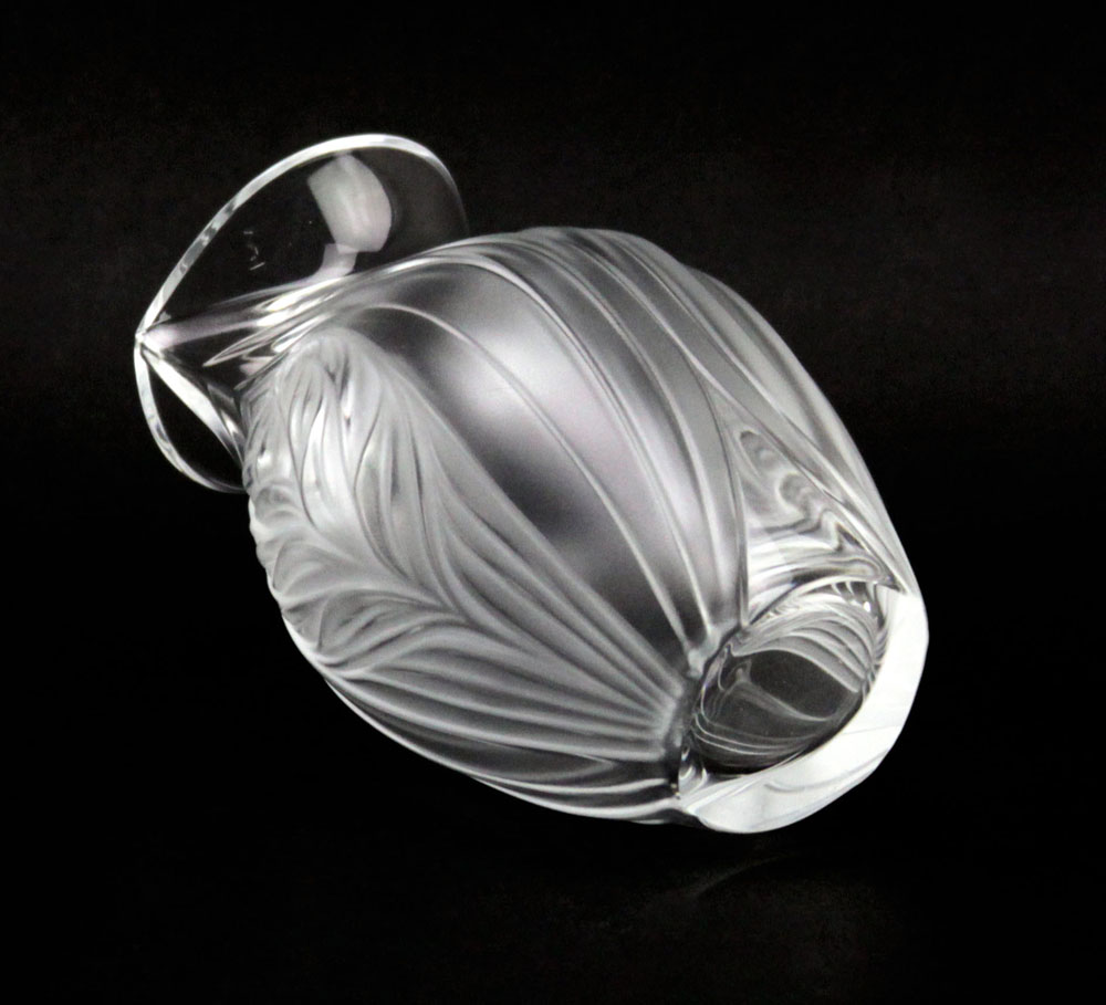 Lalique France "Pavie" Frosted Crystal Vase. 