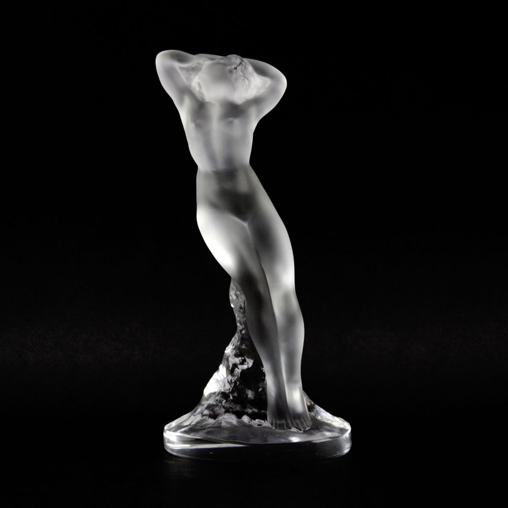 Lalique Frosted Glass Nude Dancer-Arms Up Figurine.