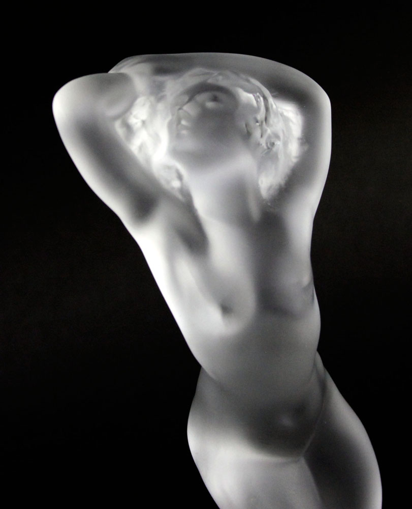 Lalique Frosted Glass Nude Dancer-Arms Up Figurine.