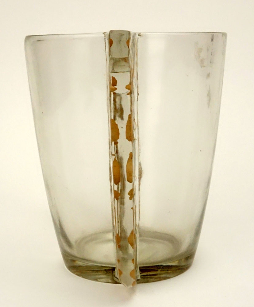 René Lalique, France Art Deco Frosted and Clear Glass Vase with Amber Patina