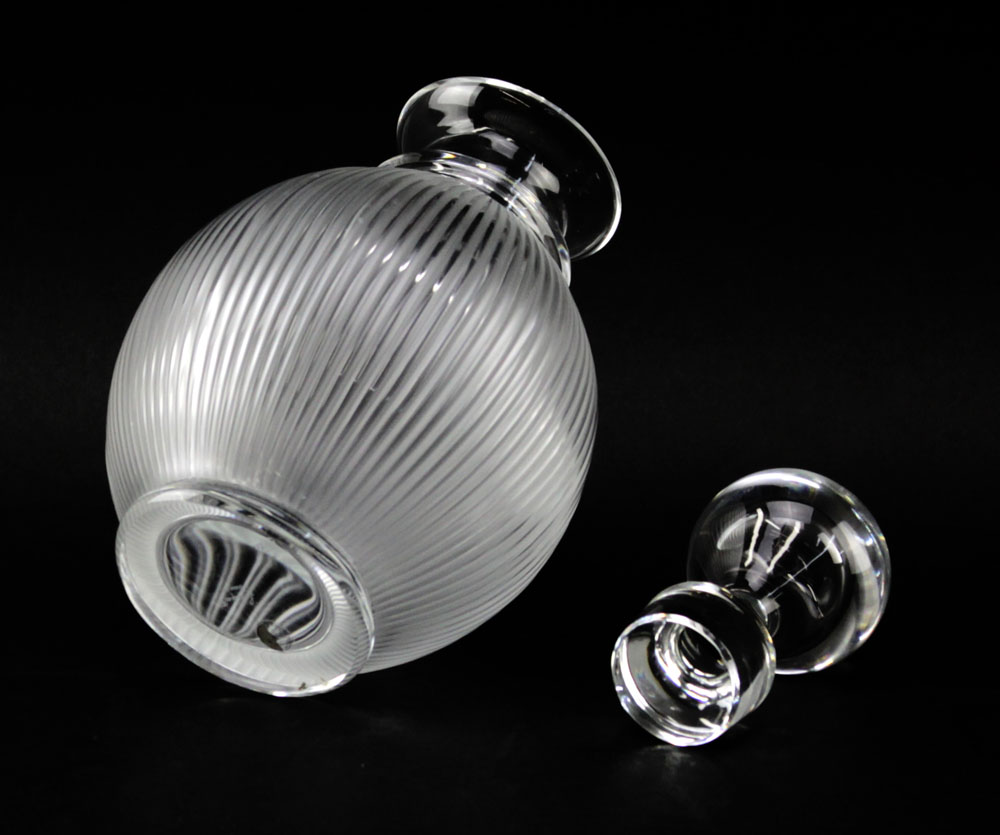 Lalique France Frosted and Clear Crystal "Langeais" Decanter