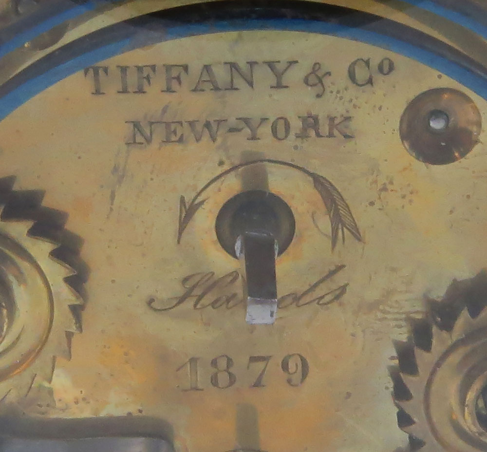 Rare Circa 1890 Tiffany & Co Gilt Brass Petite Sonnerie Striking and Repeating Carriage Clock, No. 1879. 