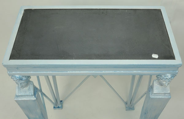 20th Century Empire style Painted Metal Console Table with Slate Top/Insert.