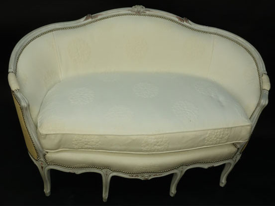 19/20th Century Louis XV Style Painted and Upholstered Settee/Canape.