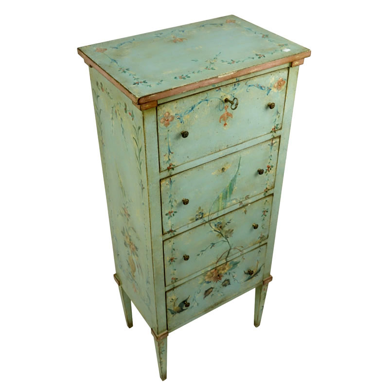 20th Century Italian Venetian Style Painted Tall chest of Drawers.