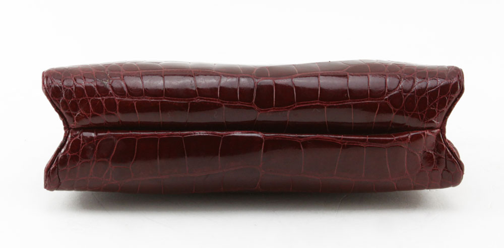 Judith Leiber New York Red Crocodile Skin Clutch Purse.