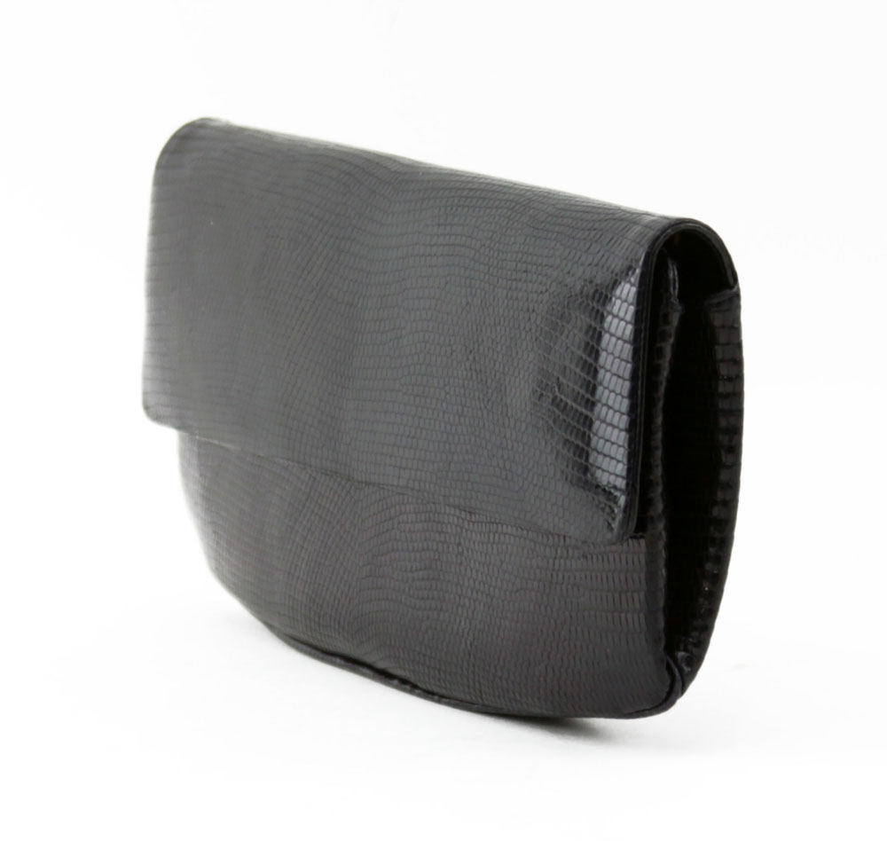 Darby Scott Black Lizard Skin Clutch Purse.