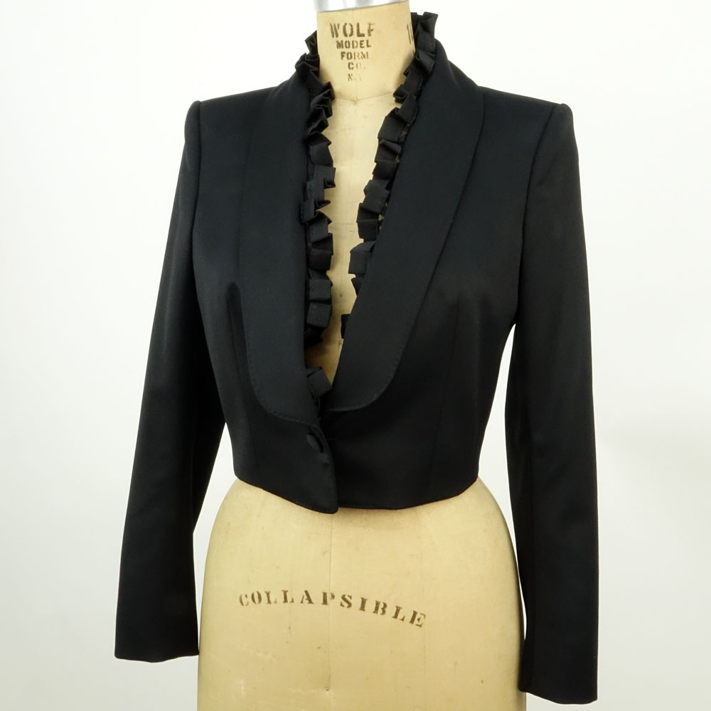 Yves Saint Laurent Rive Gauche Black Cropped Bolero Jacket.