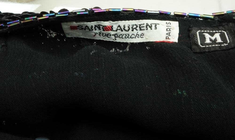Yves Saint Laurent Rive Gauche Black Sequin Blouse