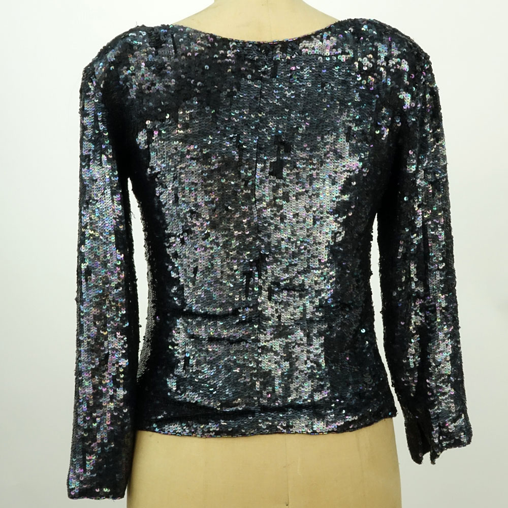 Yves Saint Laurent Rive Gauche Black Sequin Blouse