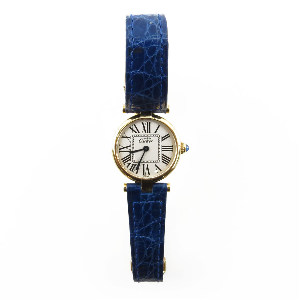 Cartier Paris "Must De" Vermeil Sterling and Argent (Gold) Plated Quartz Watch.