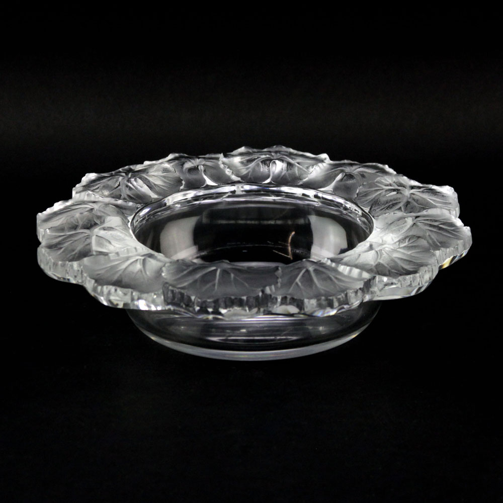 Lalique France "Honfleur" Crystal Bowl. Signed. Good condition. Measures 2-1/4" H x 9" D. Shipping $35.00 (estimate $150-$250)