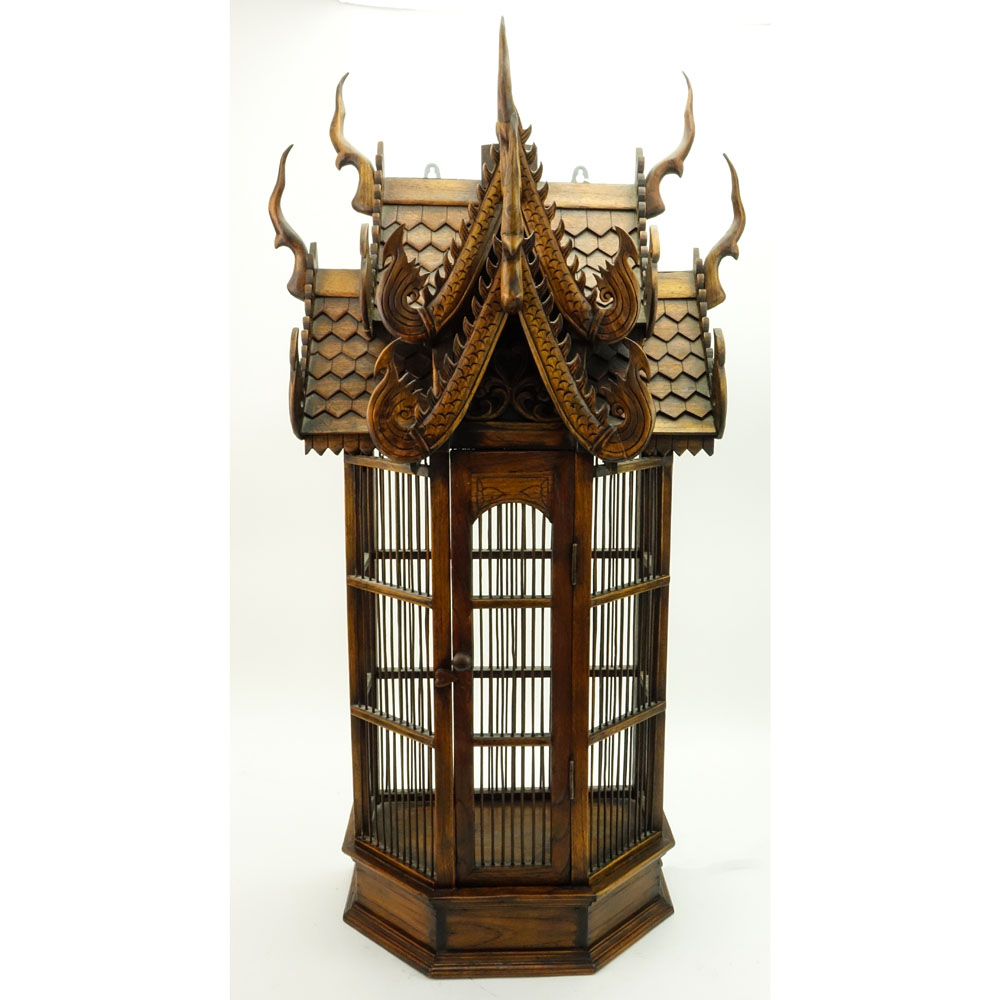 Antique Thai Hand Carved Teak Wood Bird House