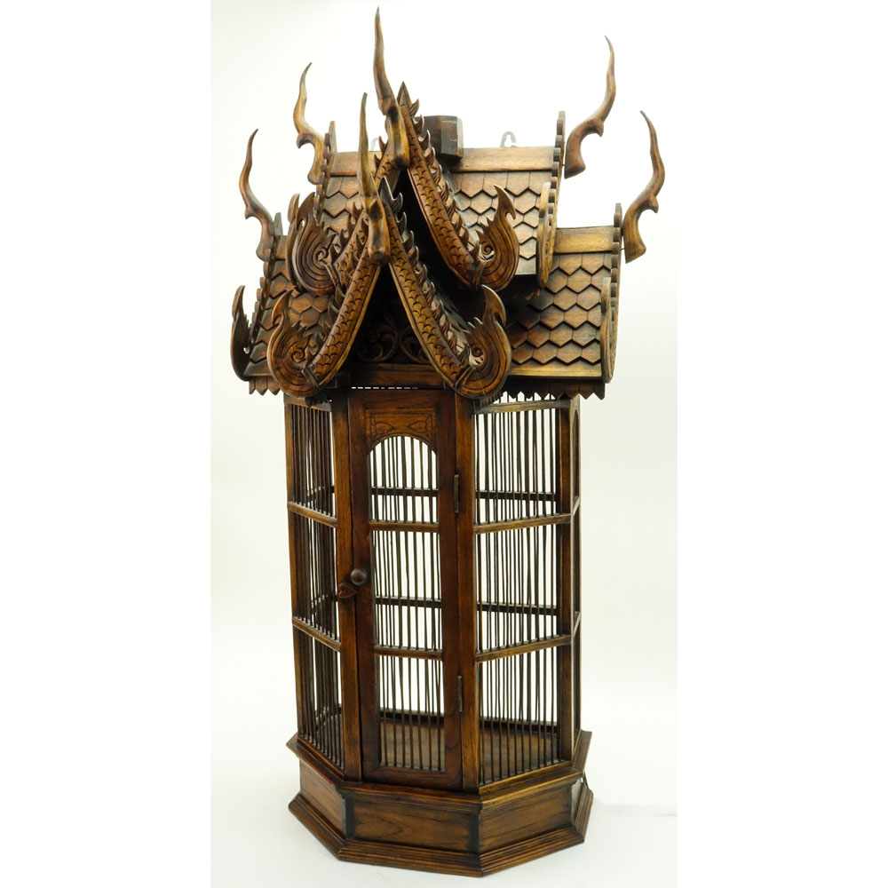 Antique Thai Hand Carved Teak Wood Bird House