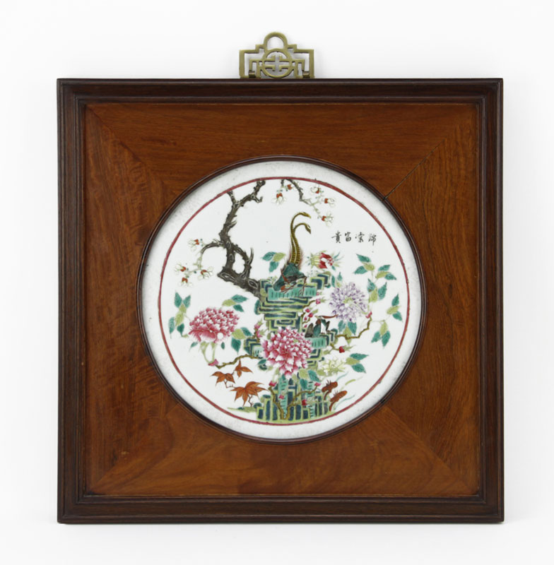 Antique Chinese Hand Painted Porcelain Round Plaque