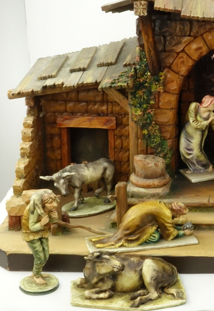 Large Vintage Twelve (12) Piece Borsato Porcelain Nativity Set.