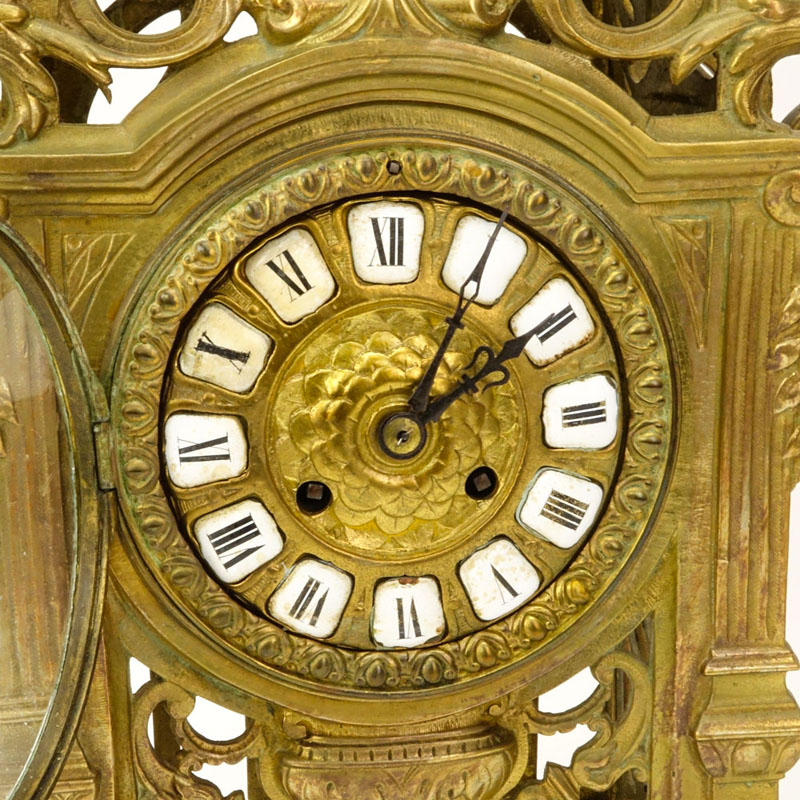 19th Century French Ormolu Pierced Gilt Bronze Mantle Clock