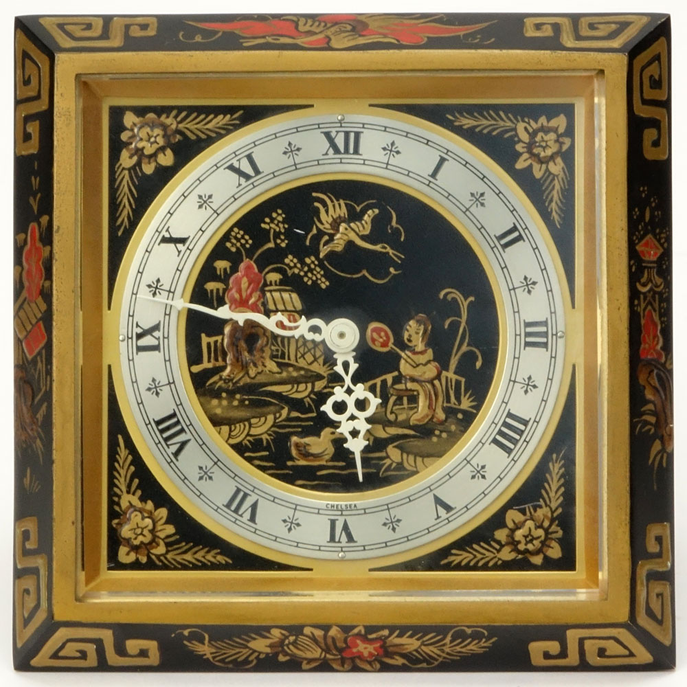 Circa 1970s Chelsea Clock Co. "The Chinese Lacquer" Model Clock