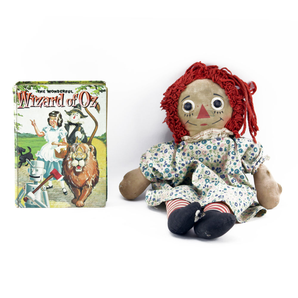 Vintage Raggedy Ann Cloth Doll together with The Wonderful Wizard of Oz