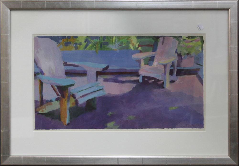 Tom Dooley, American (20th Century) Watercolor on Paper, "Deck Chairs"