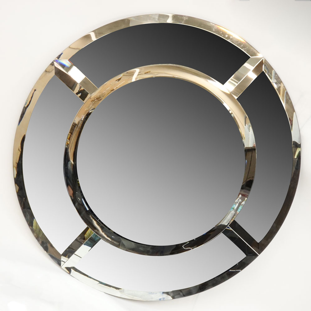 Karl Springer, American (1931-1991) Modern Saturn Beveled Mirror. 