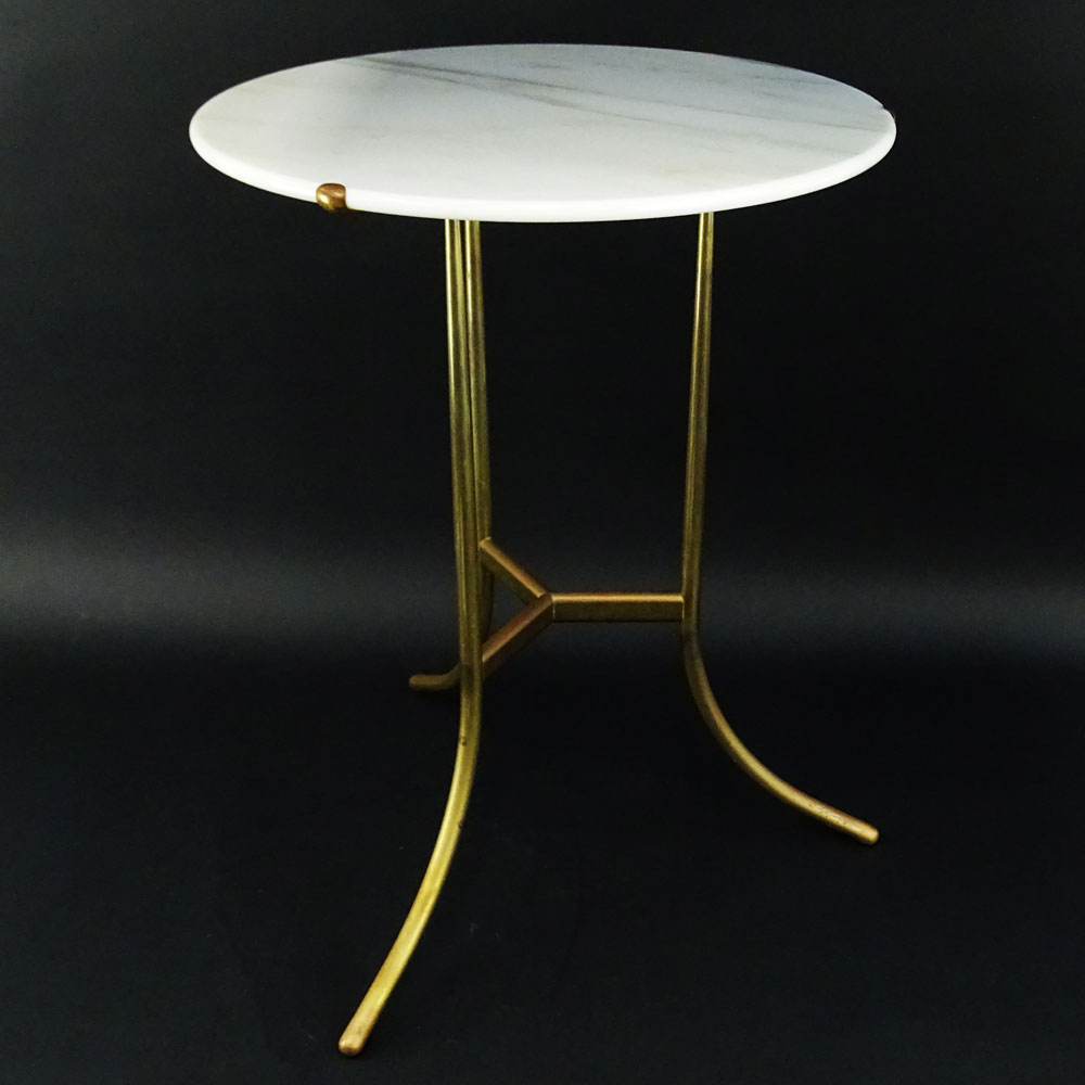 Cedric Hartman, American (b-1929) Occasional Brass and Marble Top Side Table