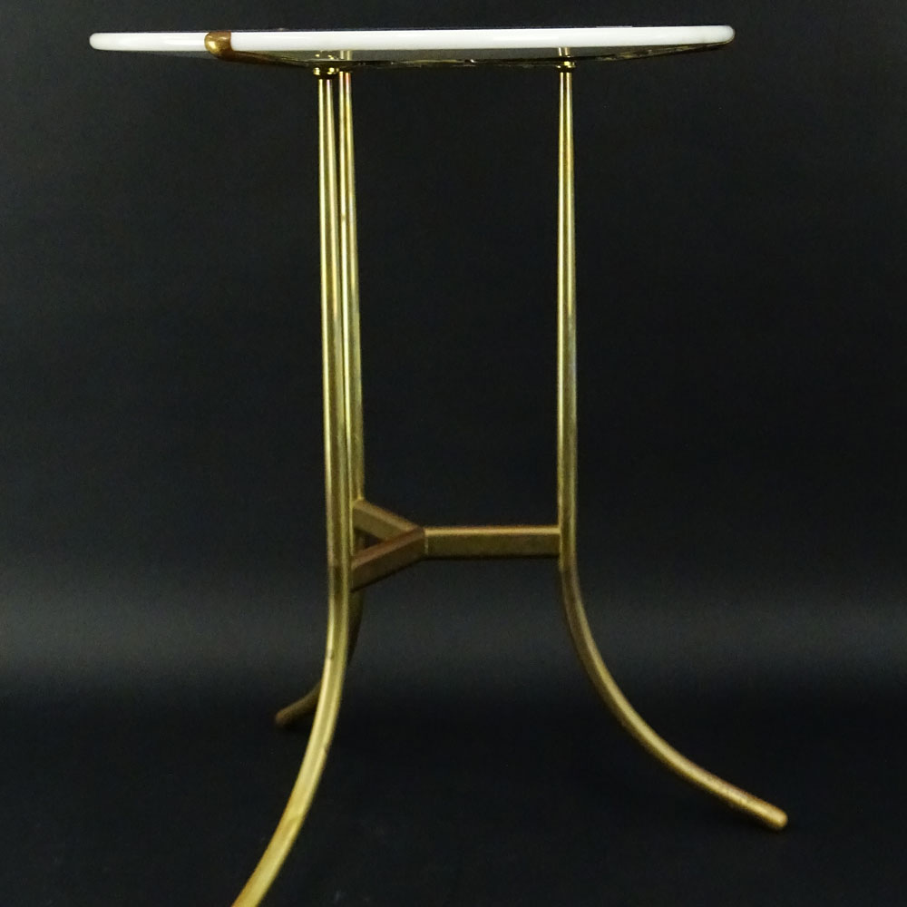 Cedric Hartman, American (b-1929) Occasional Brass and Marble Top Side Table