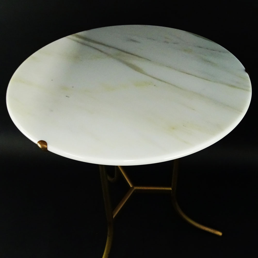Cedric Hartman, American (b-1929) Occasional Brass and Marble Top Side Table