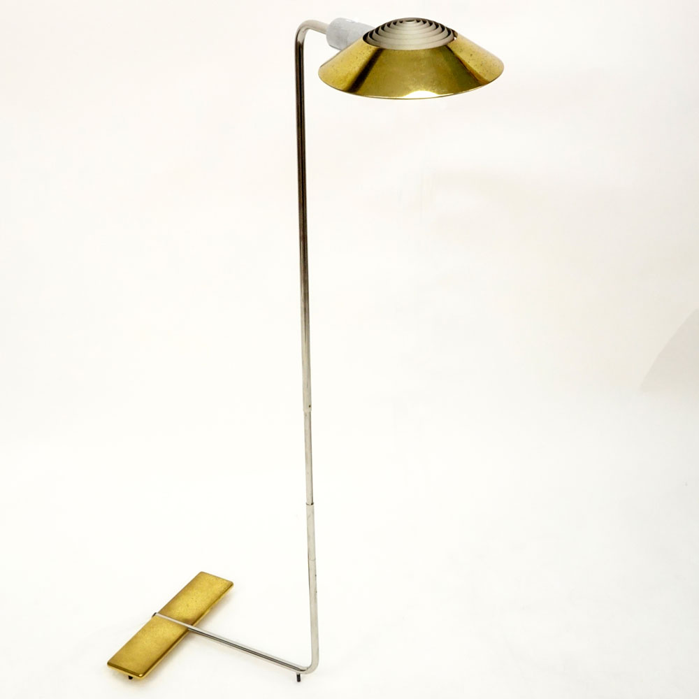 Cedric Hartmann, American (b-1929) Modern Stainless Steel and Brass Floor Lamp