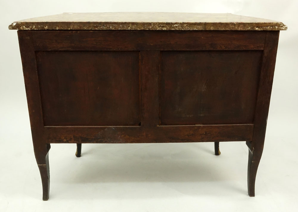 19th Century Louis XV  Bronze Mounted Lacquered Two Drawer Marble Top Commode.