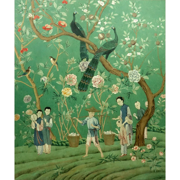 Gracie Hand Painted Chinoserie Wall Paper Panel