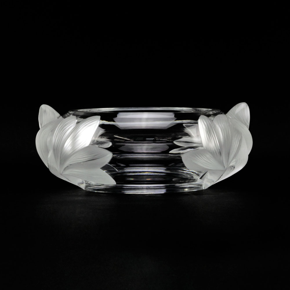 Lalique France "Pivionne" Water Lily Crystal Bowl. 