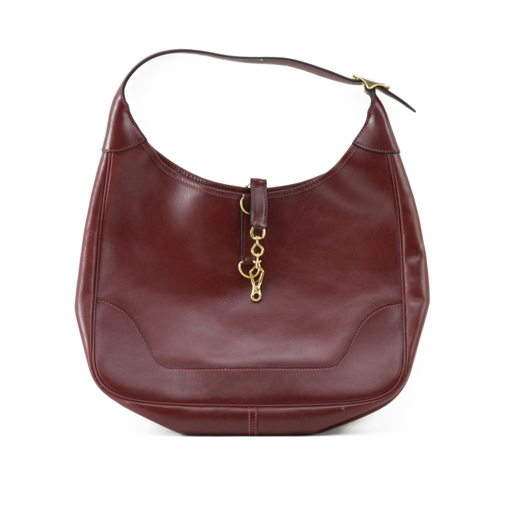 Hermes France "Rouge-Togo" Genuine Leather Handbag
