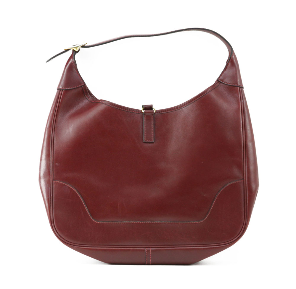 Hermes France "Rouge-Togo" Genuine Leather Handbag