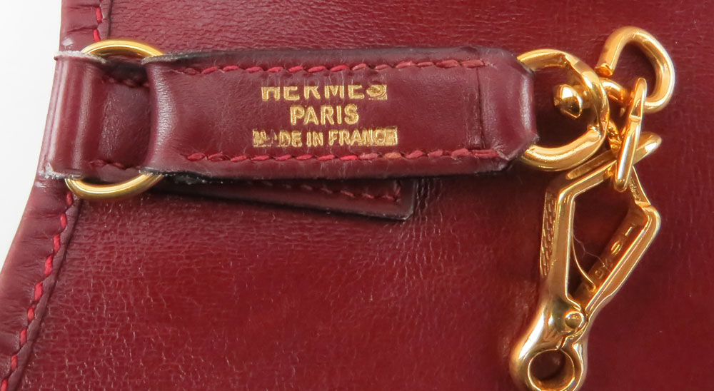 Hermes France "Rouge-Togo" Genuine Leather Handbag