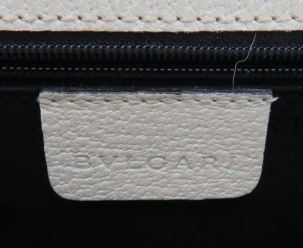 Bulgari Italian Cream Color Genuine Leather Clutch Purse