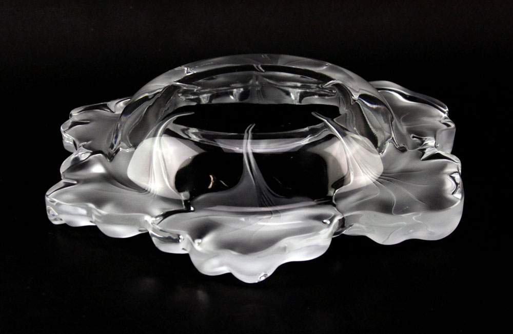 Lalique France "Capucines" Frosted Crystal Bowl. 