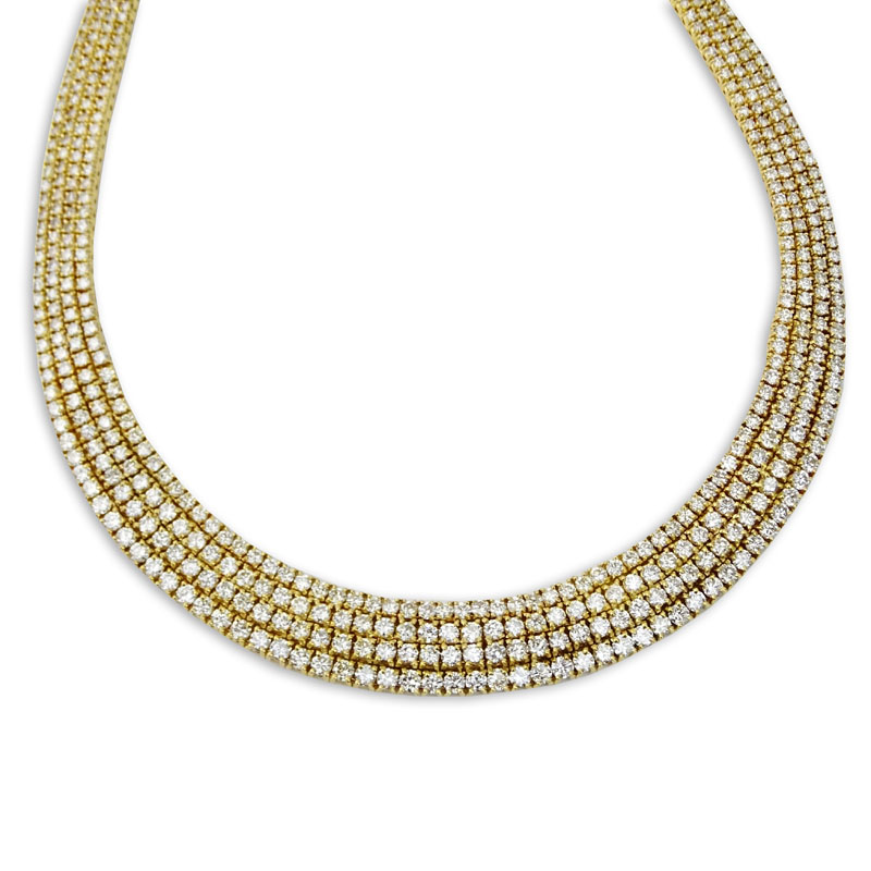 Fine Quality Approx. 50.0 Carat Round Brilliant Cut Diamond and 18 Karat Yellow Gold Necklace