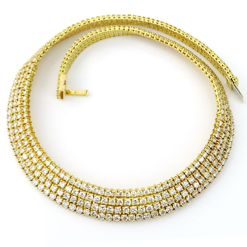 Fine Quality Approx. 50.0 Carat Round Brilliant Cut Diamond and 18 Karat Yellow Gold Necklace