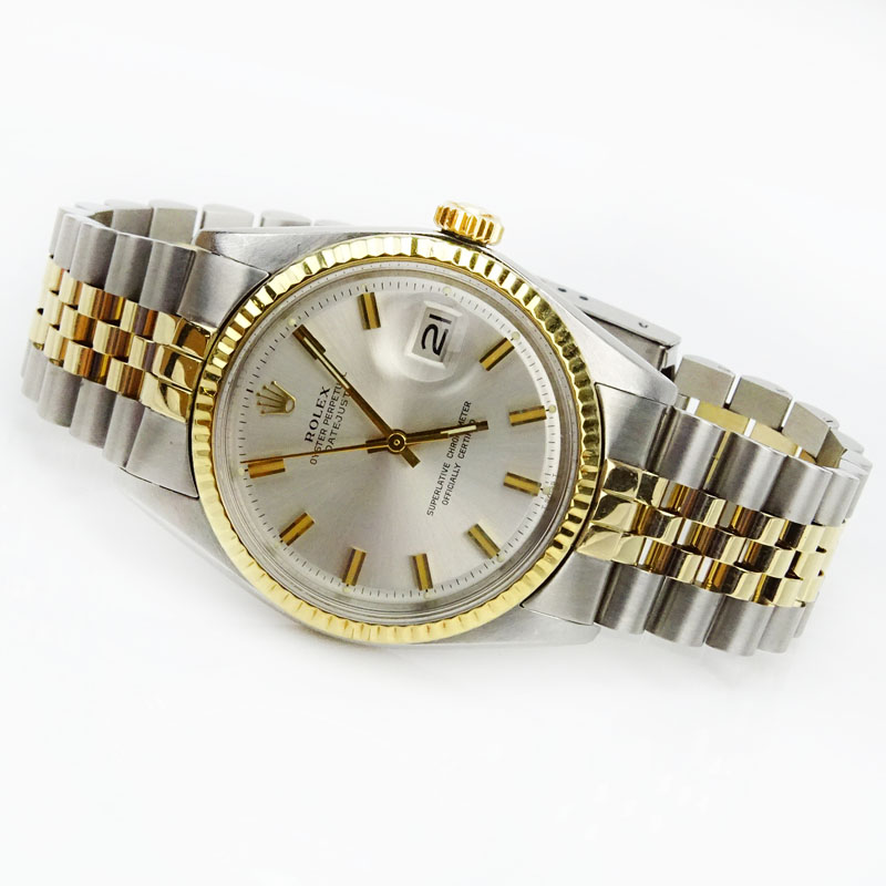 Men's Vintage Rolex Oyster Perpetual Datejust Stainless Steel and 14 Karat Yellow Gold Bracelet Watch