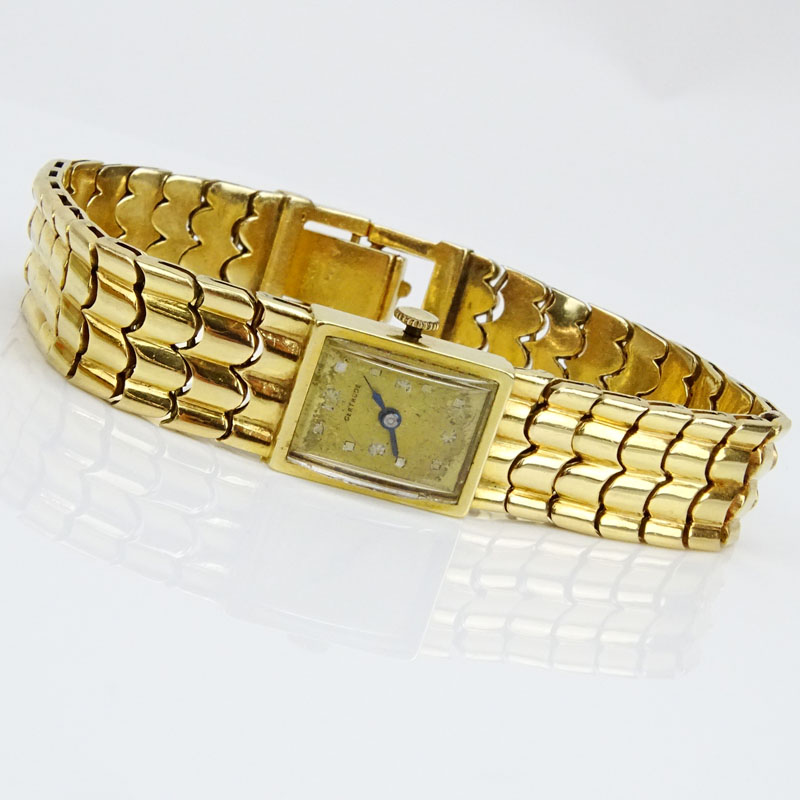 Lady's Vintage 14 Karat Yellow Gold Gertrude Bracelet Watch with manual Movement