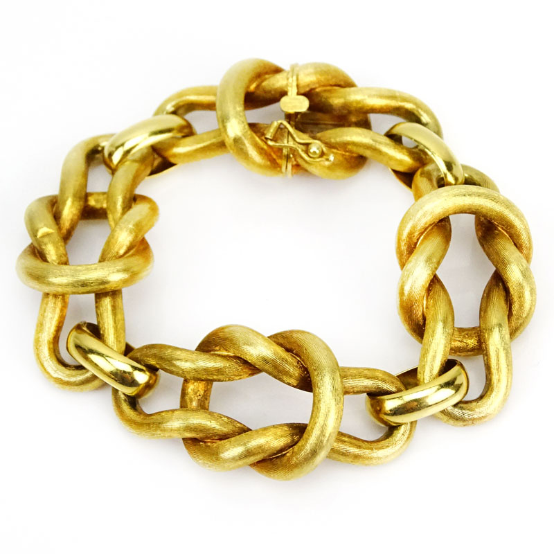 Vintage Heavy 18 Karat Yellow Gold Knot Link Bracelet