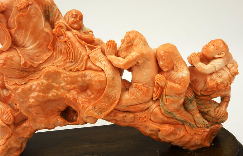 Rare Chinese 17/18th Century Chai-Ch'ing Dynasty Angel Skin and Melon Color Coral Group