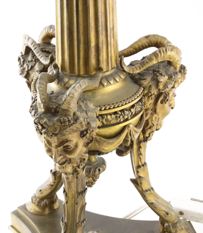 19th Century Gilt Bronze Candelabrum Mounted as Lamp