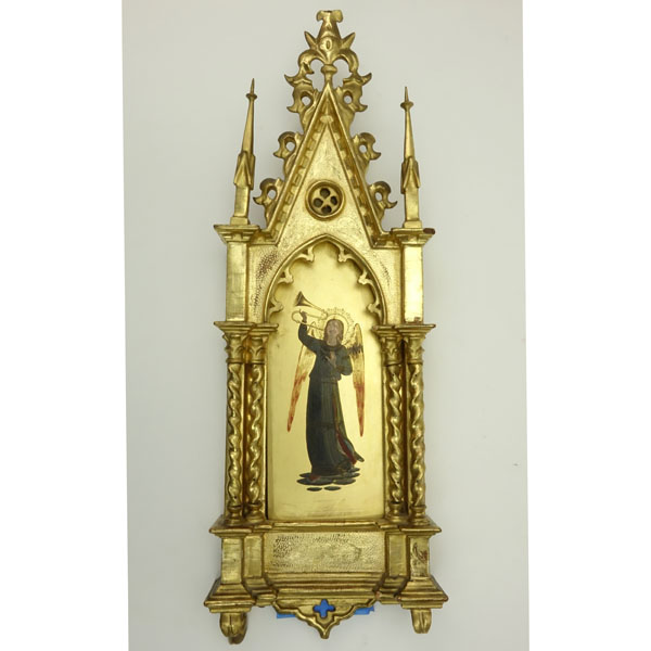 Antique Russian Gilt Wood Painted Icon