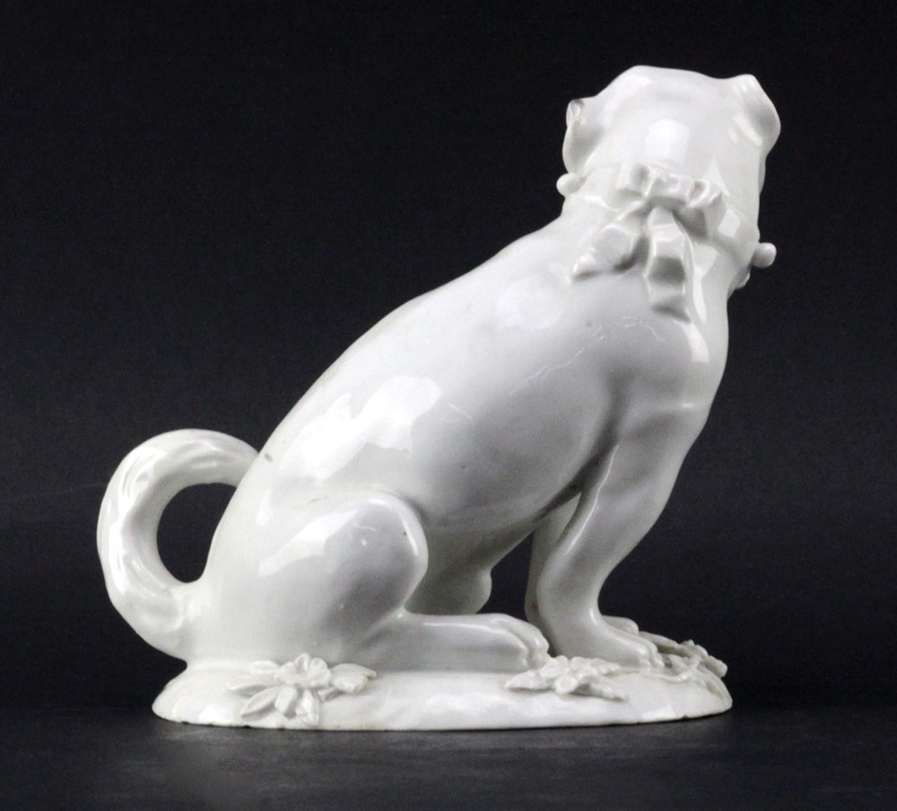 Antique German Blanc de Chine Seated Bulldog Figurine