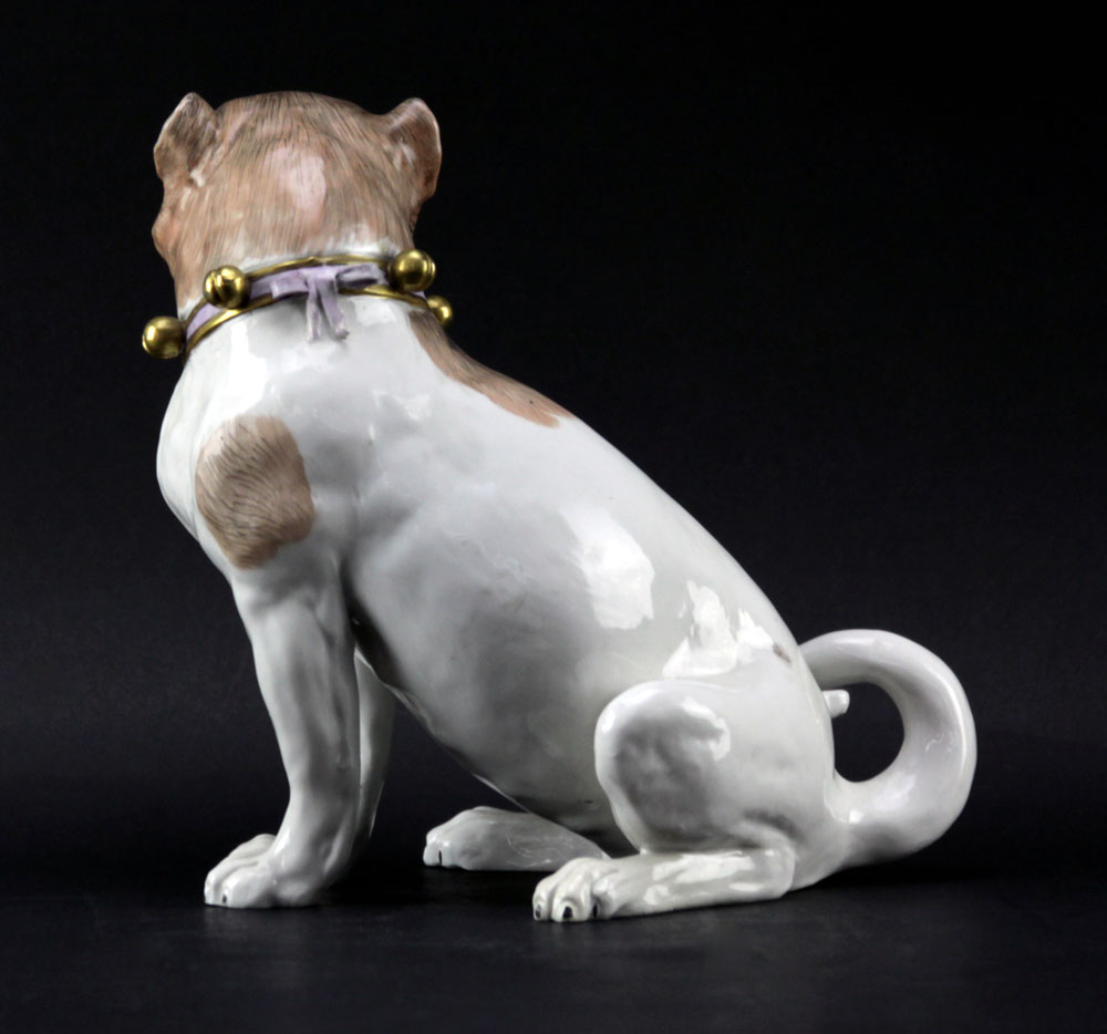 Antique Dresden Hand Painted Porcelain Bulldog Figurine