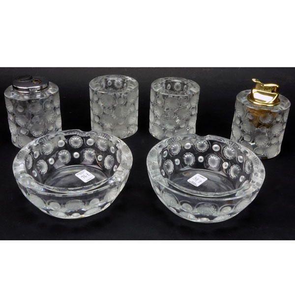 Six (6) Piece Lalique "Tokyo" Smoking Set